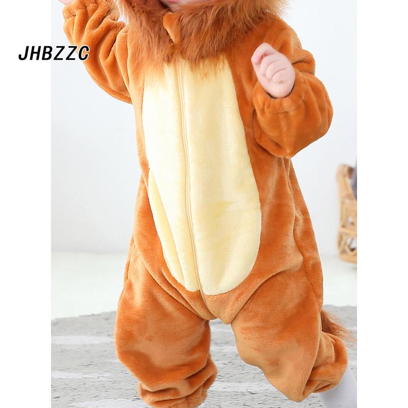 Baby Animal Costume Winter Warm Lion Dinosaur Giraffe Hooded Romper 3