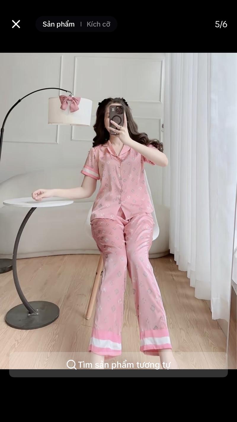 Product Introduction of (37kg-63kg) Đồ bộ mặc nhà pijama thiết kế cho nữ vải lụa Vân gỗ mềm nhiều màu xinh Women Áo Ngủ Quần Ngủ Nhung 5