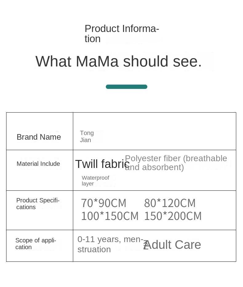 Product Introduction of Tấm Lót Nước Tiểu Cotton Nguyên Chất, Cho Em Bé, Cỡ Lớn, Thoáng Khí, Không Thấm Nước, Có Thể Giặt Được, Thích Hợp Cho Người Lớn, Người Già, Dì, Tấm Lót Cho Con Bú, Cho Trẻ Sơ Sinh Và Kinh Nguyệt 6