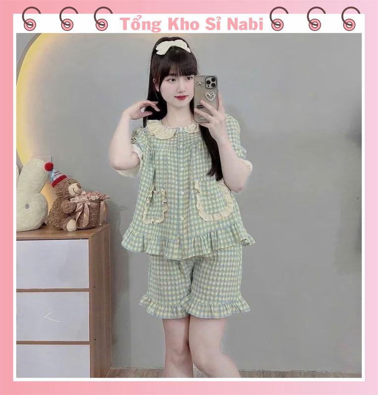 Bộ bầu - bộ Mặc Nhà sau sinh Đùi - Kro - cổ kiểu ren chất liệu Đũi Lụa Mềm mát