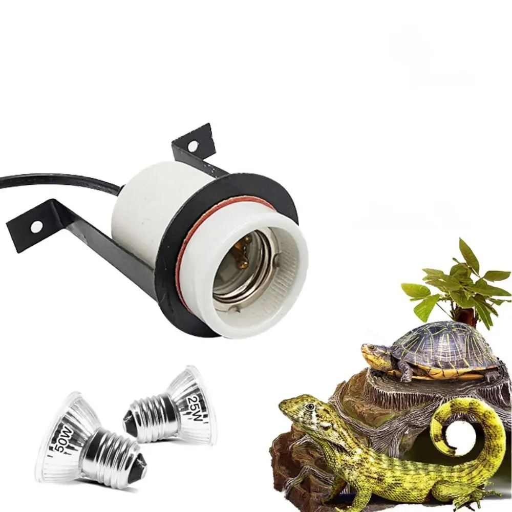 Bearded Dragon Heat Bulb Socket E26/E27 Reptile Ceramic Light Holder Timeable Energy Saving Reptile Lamp Holder Stand Lightweight Turtle Amphibian Lamp Holder Tortoises Lizard Lighting