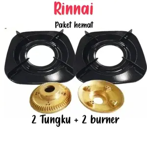 2 Set Tungku Tebal+Burner Rinnai/2 Set 2 Tungku Kaki 4 + 2 Burner