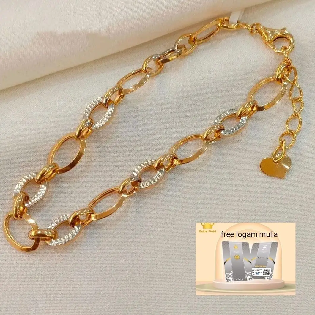 Perhiasan titanium asli gelang rantai wanita model baru anti luntur lapis emas 24k asli ori murah