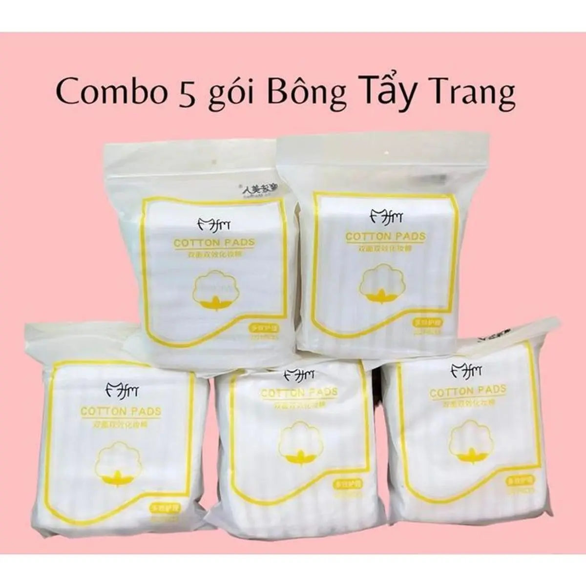 Combo 5 Gói Bông Tẩy Trang Cotton Pads 3 Lớp Mền Mịn, 1 Gói 222 Miếng Siêu Dai