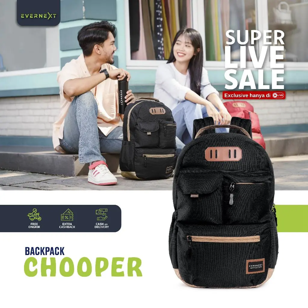 Evernext - Tas Ransel Laptop Wanita Tas Sekolah Cewek Backpack Chooper Tas Punggung Kuliah Wanita