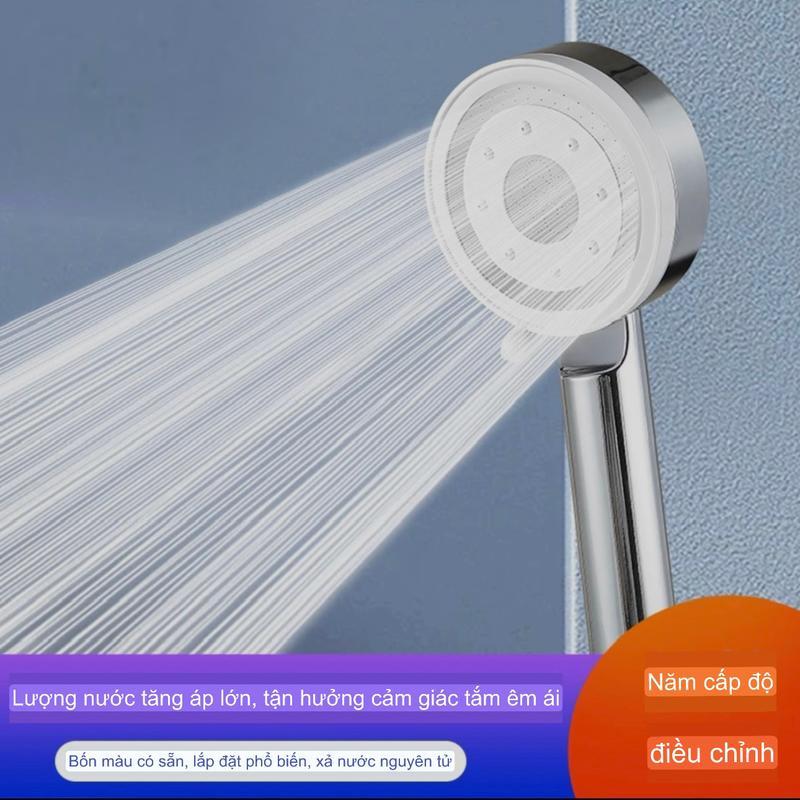 Đầu vòi hoa sen 5 chức năng xả nước bằng nhựa ABS màu bạc