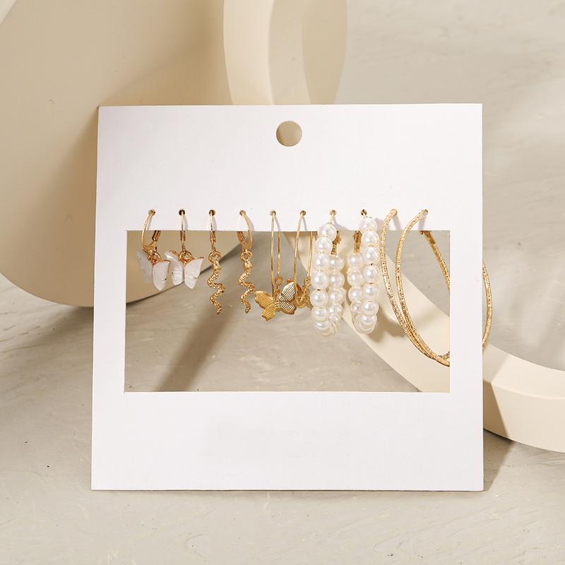 Product Introduction of Independent Station Earrings Suit 5 Pairs of Creative Simple Acrylic Butterfly Earrings Snake Earrings Pearl Earrings Women 13