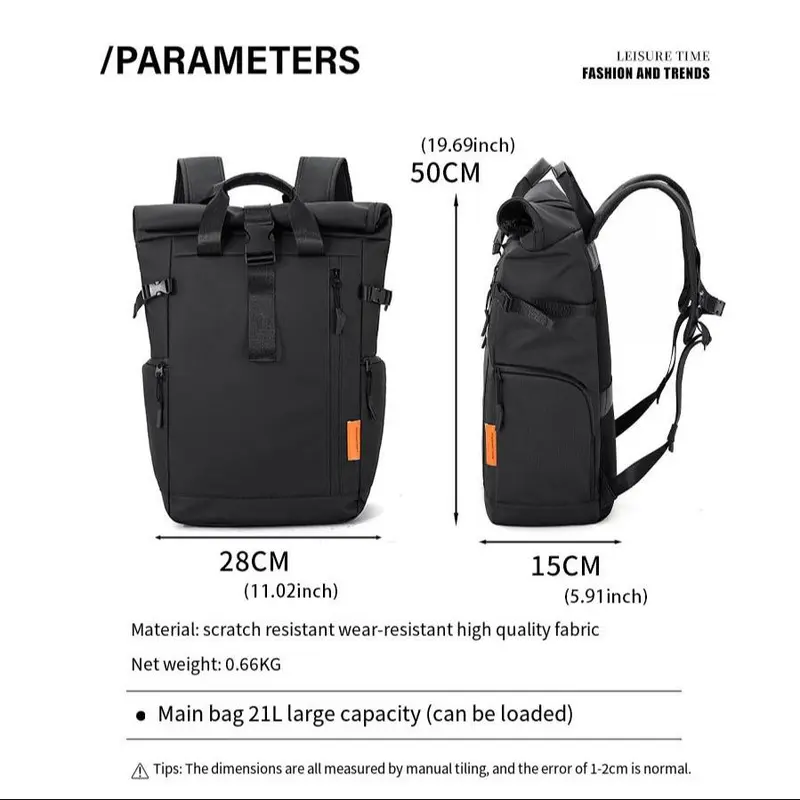 Large Capacity Foldable Backpack, Waterproof Zipper Backpack, Outdoor Travel Backpack, Unisex Sports Backpack for All Seasons 1