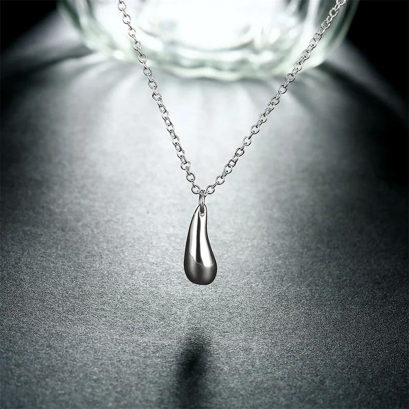 Vòng cổ với mặt dây chuyền giọt nước Màu bạc Sterling 925 dành cho phụ nữ, đồ trang sức thời trang cho tiệc cưới, quà đính hôn 4