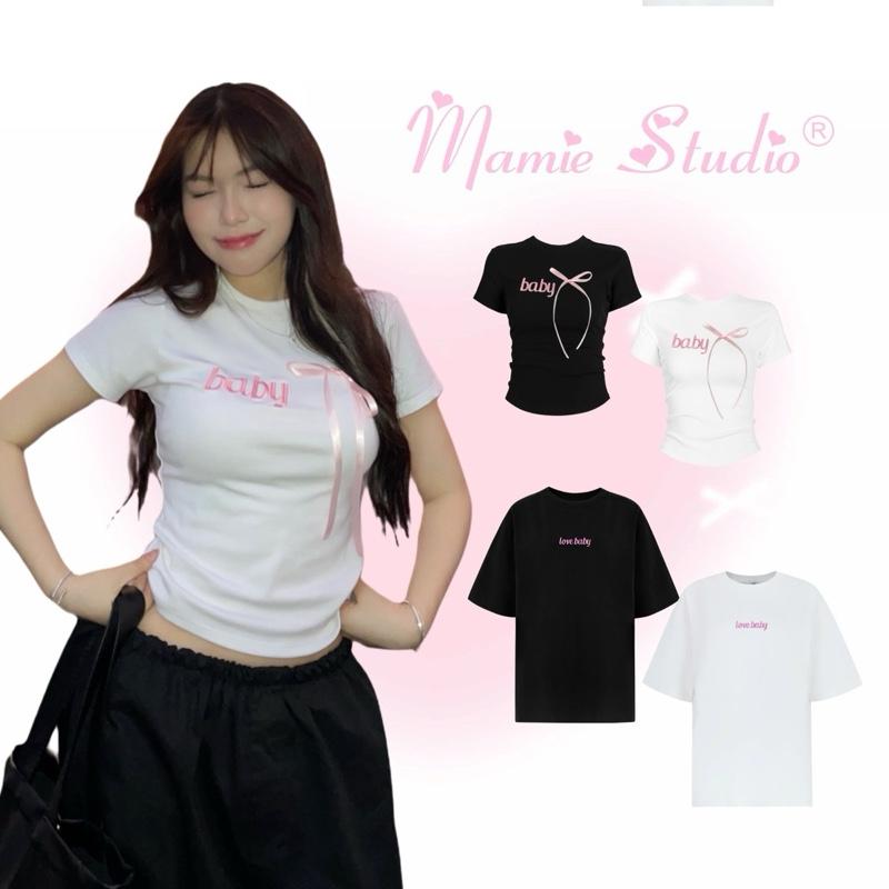 MaMie studio - Áo thun cặp thêu chữ BABY LOVE cho nam nữ form rộng chất cotton mỏng nhẹ