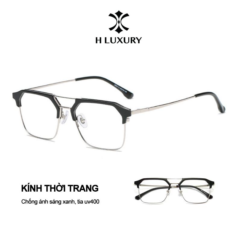  Kính mắt nam nữ V10 trong suốt - Gọng kính cận 0 độ thời trang - Chống ánh sáng xanh Tia uv400 - H Luxury kính  oval 