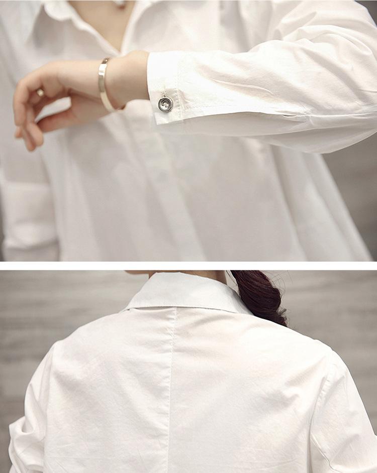 Product Introduction of เสื้อเชิ้ตสีขาวผู้หญิง ความยาวปานกลาง ฤดูใบไม้ผลิและฤดูใบไม้ร่วง สไตล์เกาหลีใหม่ พลัสไซส์ ทรงหลวม แขนยาว เสื้อเชิ้ตอเนกประสงค์ทันสมัย 26