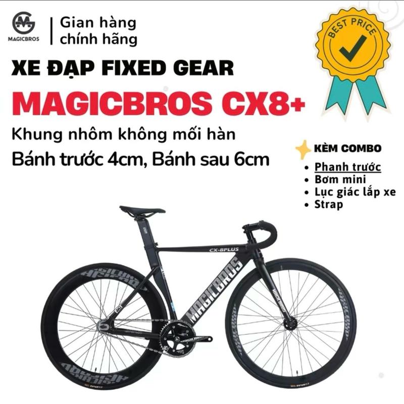 Xe fixed gear Magicbros cx8 plus 2024 khung nhôm bánh nan hoa thường Sports ( tặng bơm , tráp, phanh trước  , bộ lắp ráp , dây quấn ... ib shop hỗ trợ free ship )