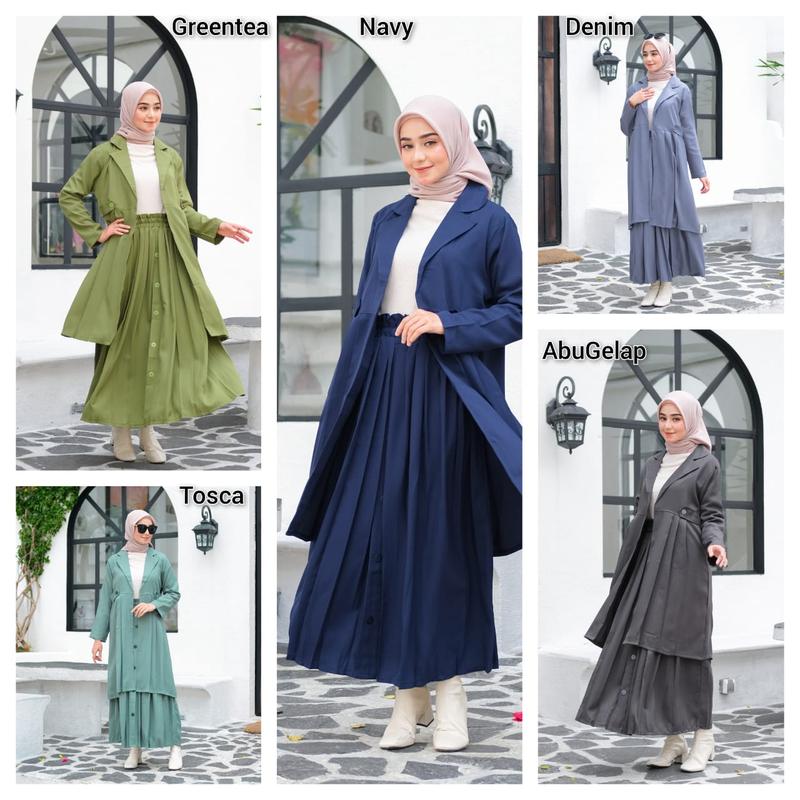 SetRok Blazer Rok Plisket Fit Karet Setelan Wanita 6