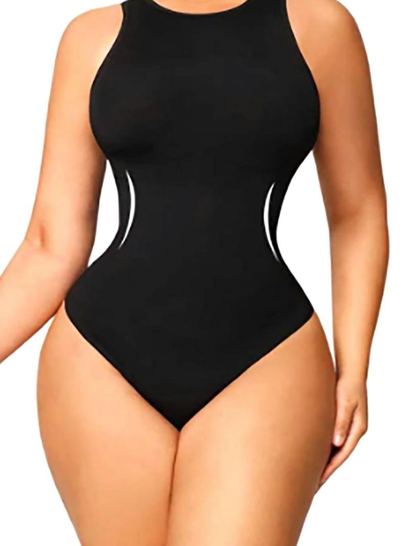 Product Introduction of Women's Solid Round Neck Bodysuit, Casual Sleeveless Bodysuit for Daily Wear, Ladies Clothes for All Seasons 7