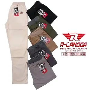 Celana Pria Chino Slim Fit Panjang  Celana Panjang Chino Chinos Pria Pinggang Rib Karet Kain Melar Katun Dewasa Casual Hitam