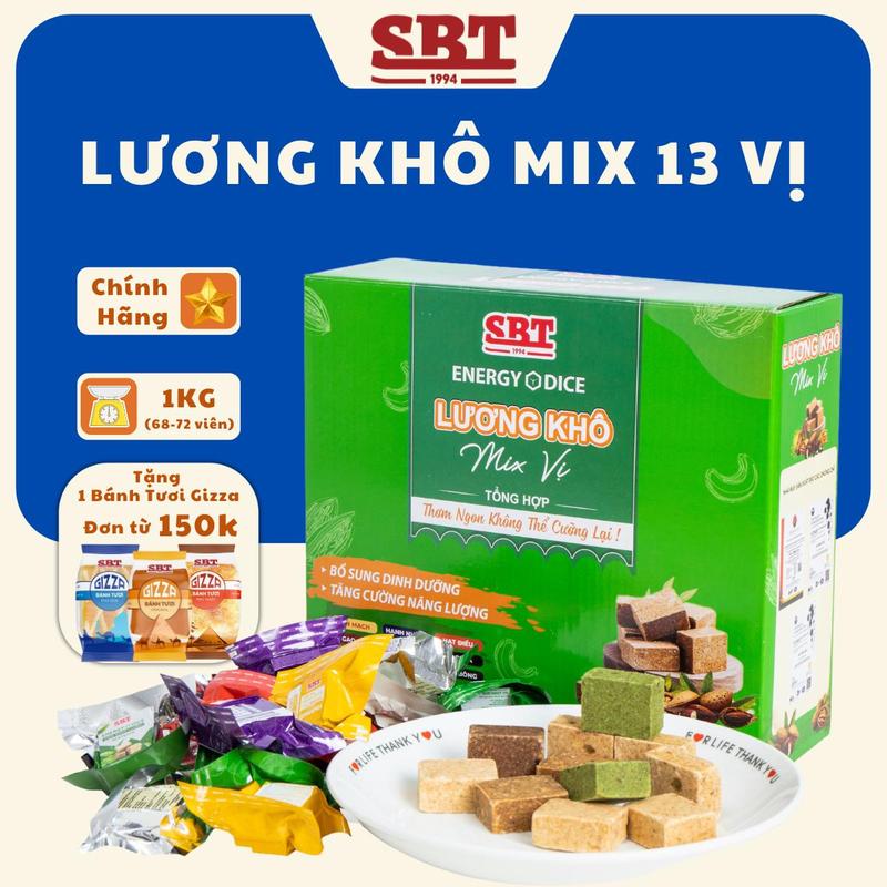 [FLASH SALE 60%] Lương Khô SBT Mix 13 Vị Hộp 1Kg Thơm Ngon Bổ Sung Năng Lượng/ Vị hoa quả, ngũ cốc, rong biển , matcha 1