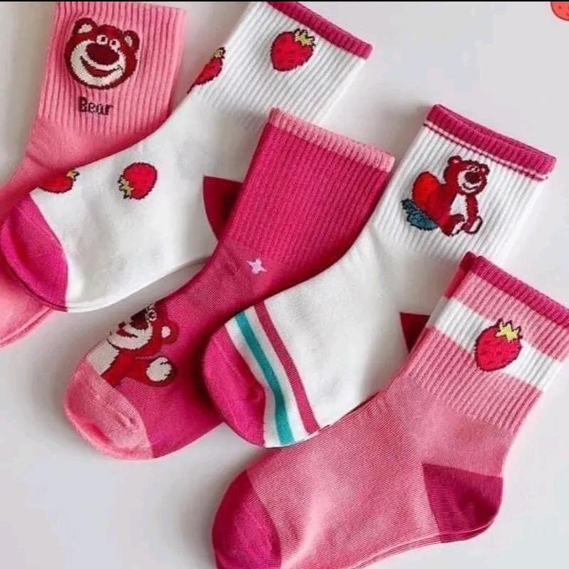 sét 10 đôi tất gấu dâu cho bé từ 1 đến 10 tuổi mẫu 1 ( 12- 25 kg )