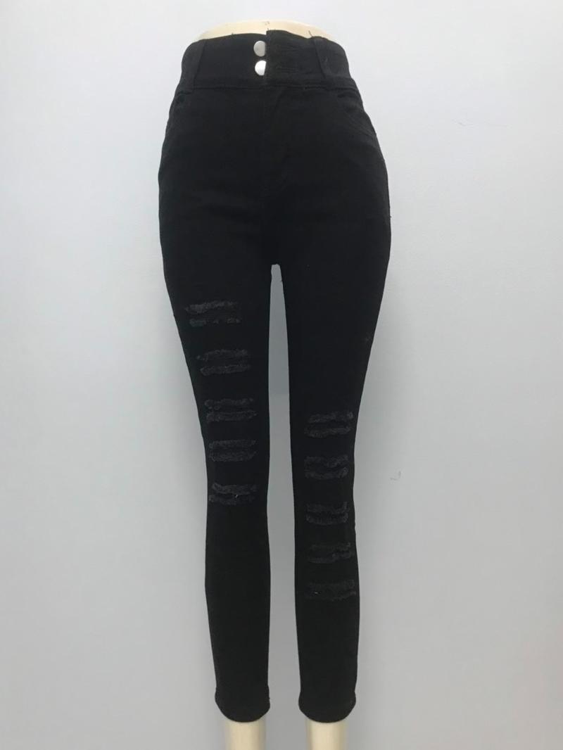 Product Introduction of Quần Jean Nữ AKJ L26 Lỡ 2 Nút Màu Đen Cotton Co Giãn (38-72kg) Women Jean 4