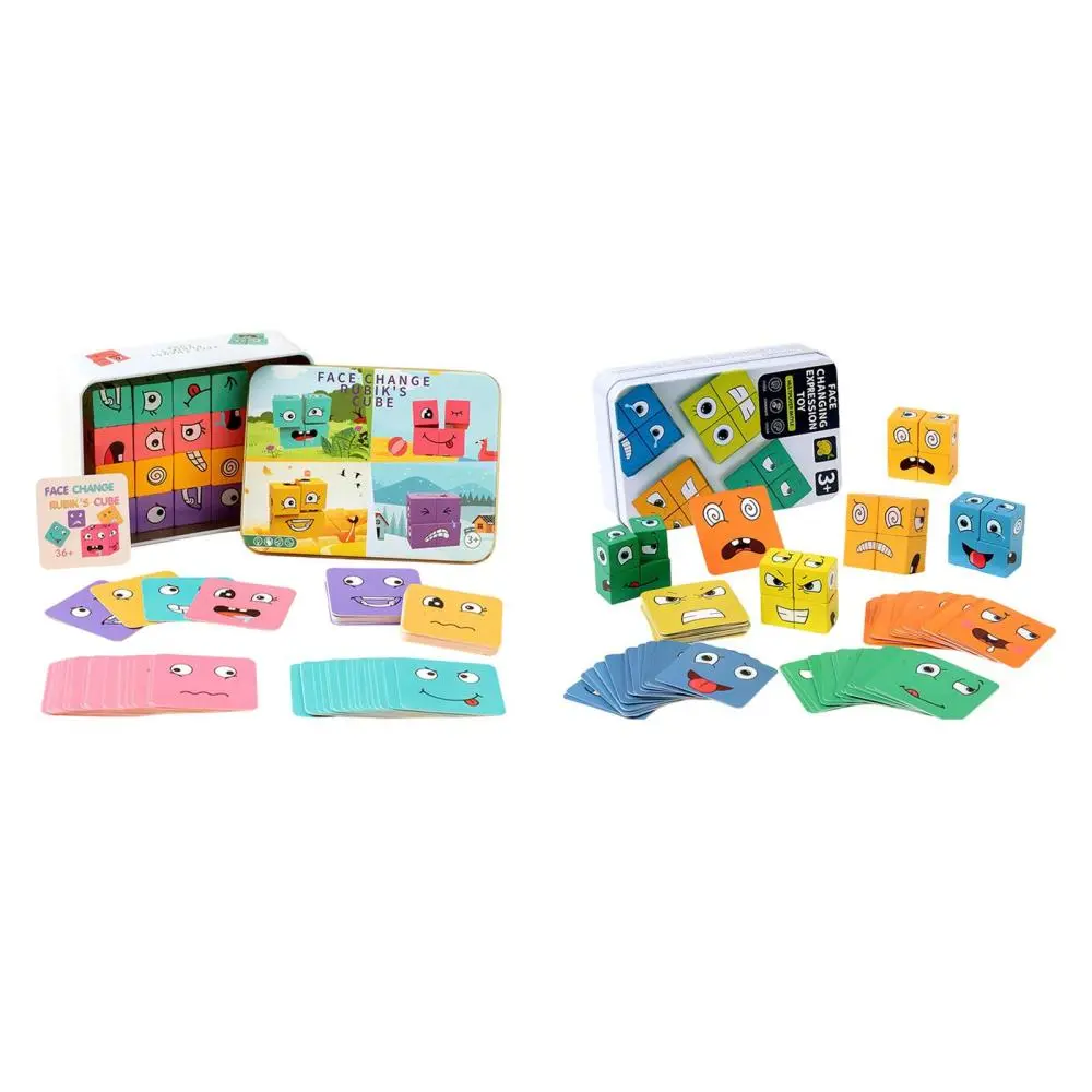 Wooden Face Changing Cube Game Pattern Matching Game for Family Night ...