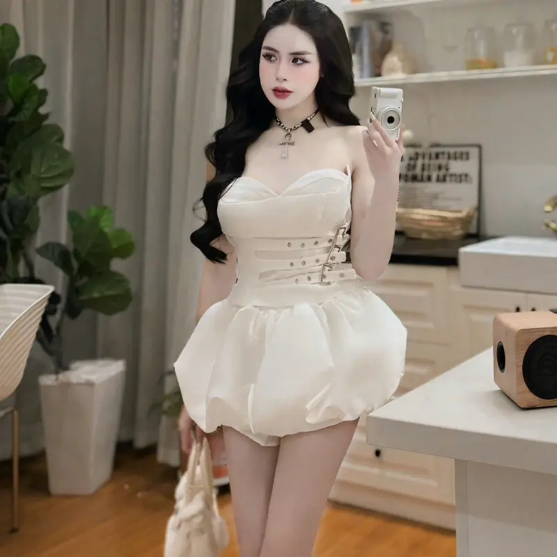 ️QCCC Đầm cúp ngực chân váy bồng - hàng quảng châu cao cấp