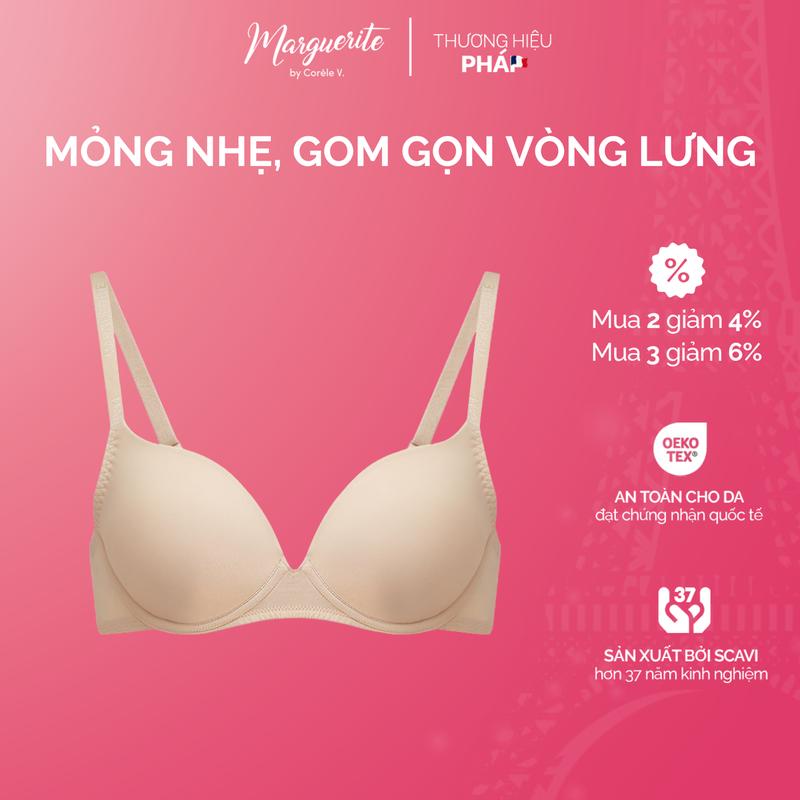 Áo ngực nữ mút mỏng nhẹ có gọng, bản lưng vừa cup trơn, chuẩn quốc tế OEKO-TEX | Corèle Pháp 30151-1