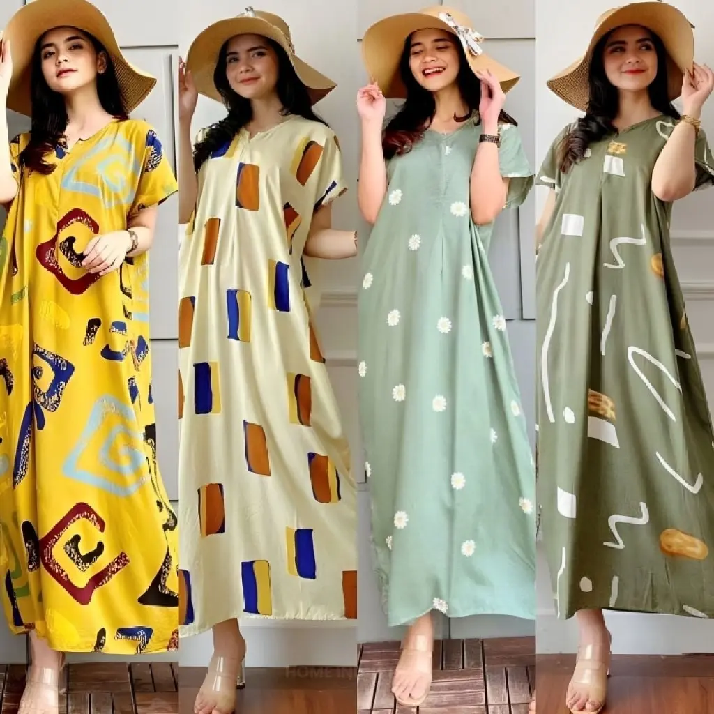 OBRAL 110 DAPAT 4 PCS Longdress Bahan Katun Rayon Adem Halus Ld120 Daster Viral Kekinian