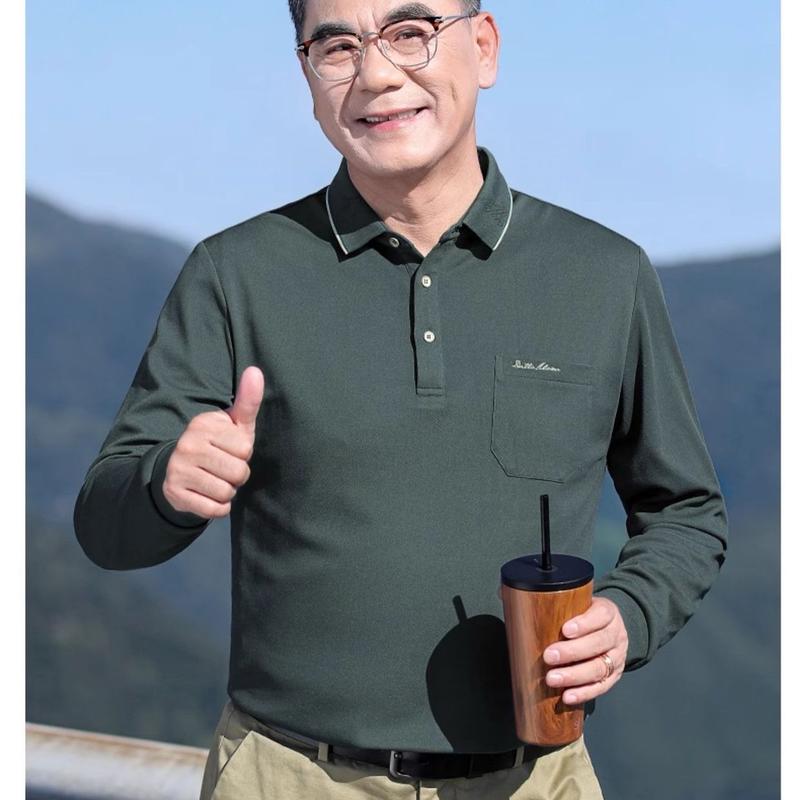 Áo Polo Dài Tay Nam Trung Niên Tặng Bố Chất Mềm Mịn Hàng Quảng Châu Đẹp Menswear