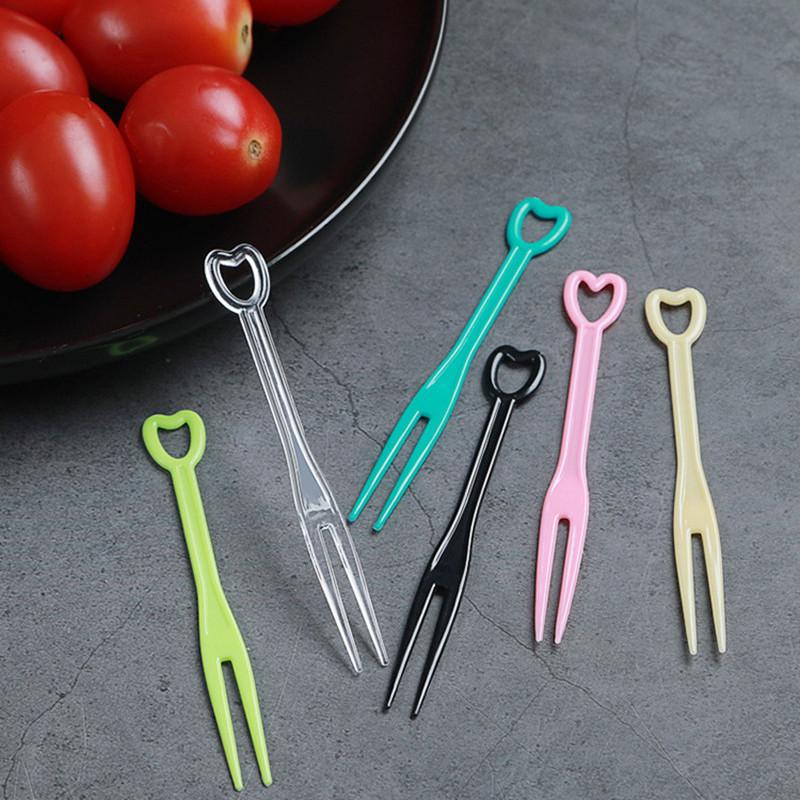 100Pcs Fruit Fork Cake Dessert Food Fruit Pick Children Snack Mini Party Festival Love Tableware Decoration Plastic Toothpick 5