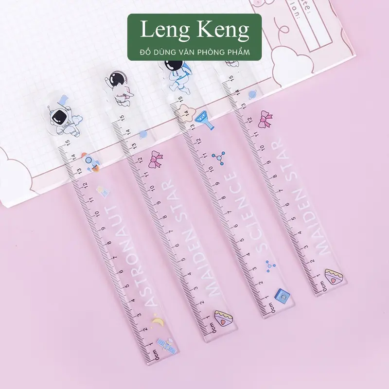 Thước kẻ trong suốt 15cm văn phòng phẩm Leng Keng hình phi hành gia dễ thương T86 2