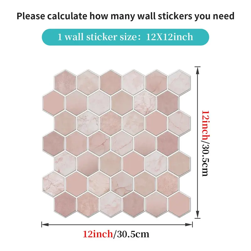 3D Honeycomb Shaped Faux Tile Sticker, Self-adhesive Wall Sticker, Waterproof Wall Decal, Suitable for Kitchen, Living Room and Bathroom, Decorative, Decoration Items, Interior 1
