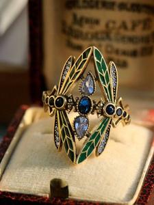 Anillo vintage de libélula con diamantes de imitación, joyería retro estilo palacio para mujer, insectos para fiestas y vacaciones, diseño único
