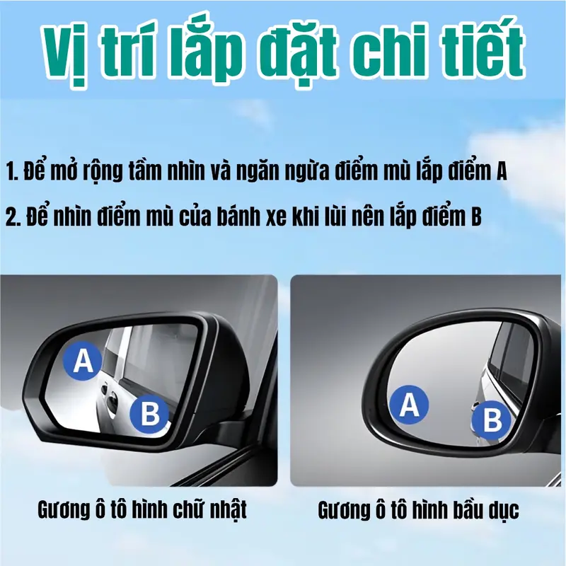 Cặp 2 Gương Cầu Lồi GCL-01 Gắn Kính Hậu Ô Tô Xoay 360 Xoá Điểm Mù Sử Dụng Đế Hút Không Để Lại  vết keo khó tẩy. 5