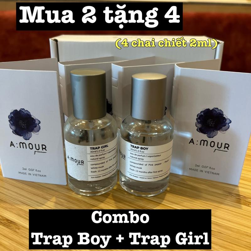 [Mua 1 tặng 1 - Mua 2 tặng 4] Nước Hoa Nam Nữ Amour Trap Boy Trap Girl Nguyên Liệu Nhập Pháp Hương Thơm Ngọt Ngào Bí Ẩn Dạng Xịt 30ml Dạng Xịt