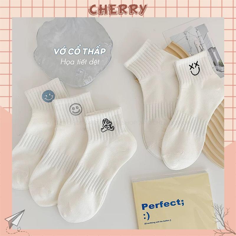 Tất cổ ngắn nữ chất liệu cotton, họa tiết thêu dê thương - Cherry Shop 0