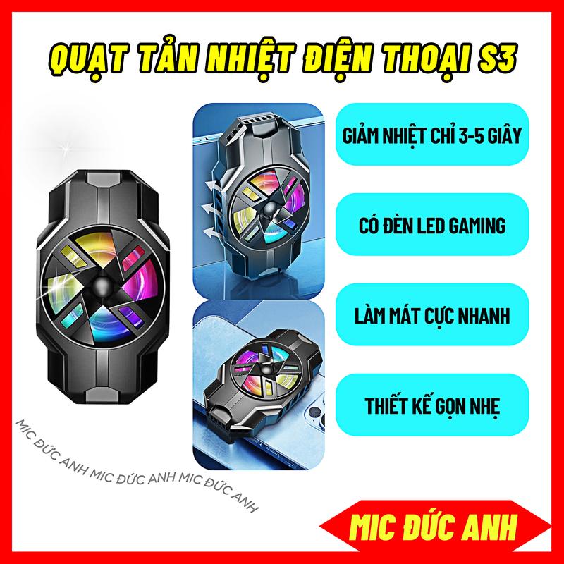 Quạt Tản Nhiệt S3 Sò Lạnh Cho Điện Thoại, Kẹp 2 Chiều, Phù Hợp Dòng Điện Thoại Nhỏ Từ 4.7 inch Phụ Kiện Mobile
