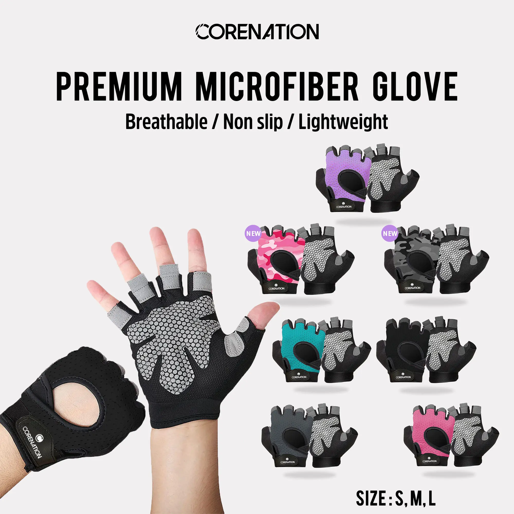 CoreNation Active Glove Fitness Gym Microfiber Sarung Tangan Fitness Gym Sepeda Olahraga