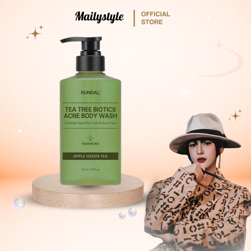 A81_ Sữa tắm làm dịu da, hỗ trợ ngừa mụn tràm trà Kundal Tea Tree Biotics Acne Body Wash 500ml Women Nữ