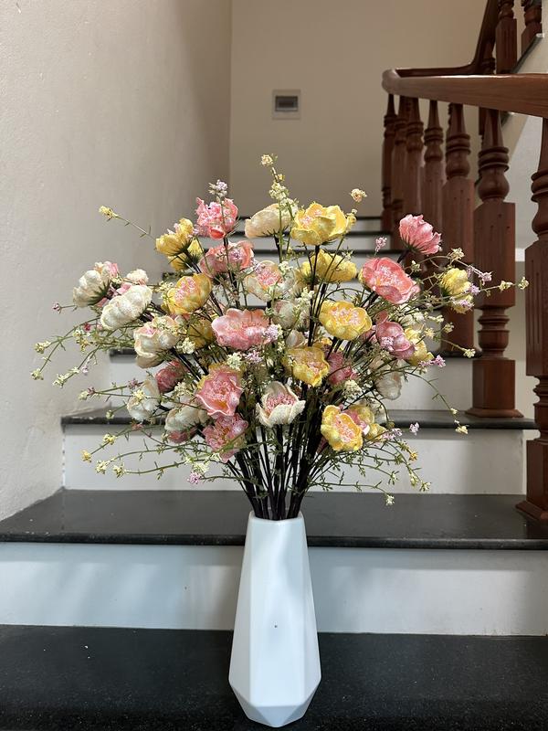 Loại Đẹp Hoa trà gạo cổ trà cười cành 60cm gồm 5 đầu bông và 10 búp non. Trang trí decor xinh Decor Phòng Trang Trí Nhà