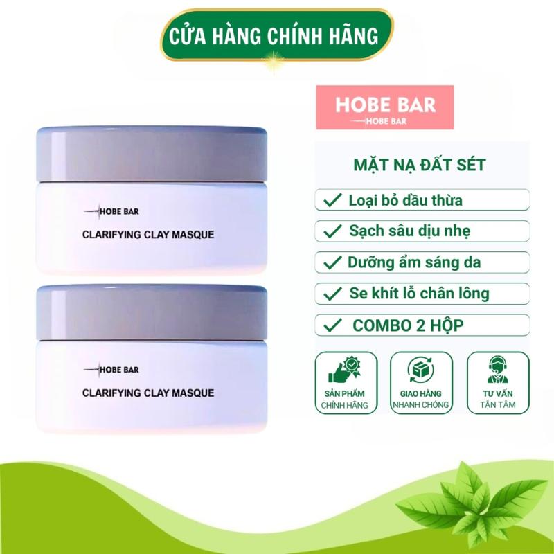Combo 2 Hộp Mặt Lạ Đất Sét Hobe Bar 55ml Chính Hãng Mask Hỗ Trợ Kiềm Dầu Cấp Ẩm Dưỡng Sáng Da Mặt Se Khít Lỗ Chân Lông To Cao Cấp Giá Rẻ Làm Đẹp Da Skincare