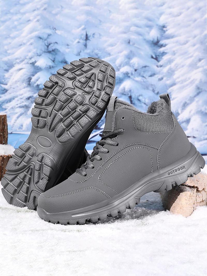 Product Introduction of Men's Winter Warm Thermal Lined Hiking Shoes, Casual Sporty Outdoor Walking Shoes, Male All-match Shoes for Daily Wear 1
