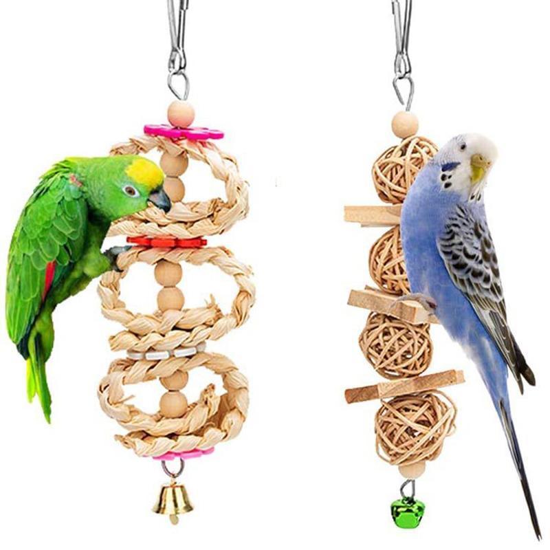 Product Introduction of Parrot chewing toys Small and medium-sized bird toys Log swing rings Bell string 14