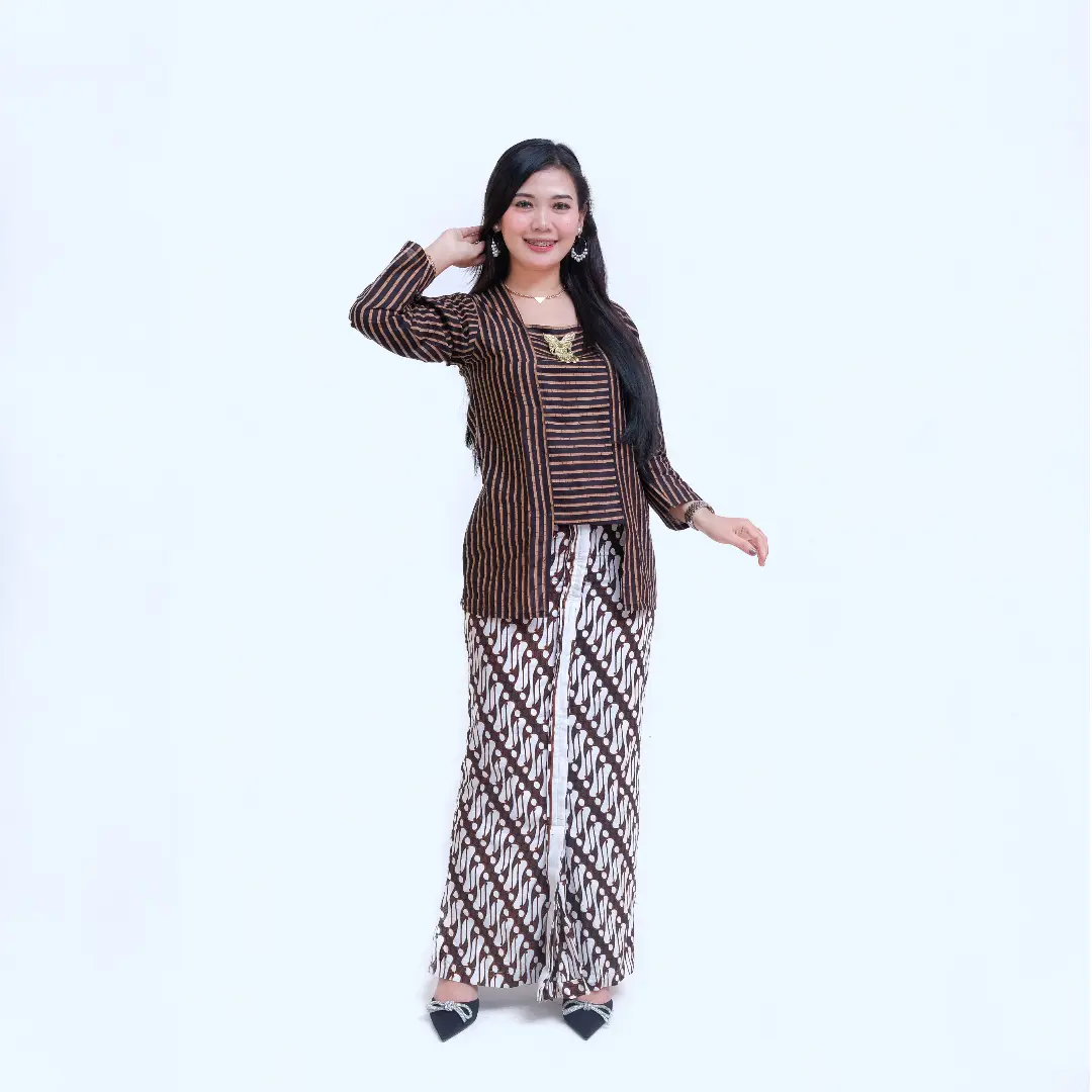 Kebaya Lurik  Batik Wanita Model Atasan Kutubaru baju kancing Katun Motif Panjang Seragam Dress