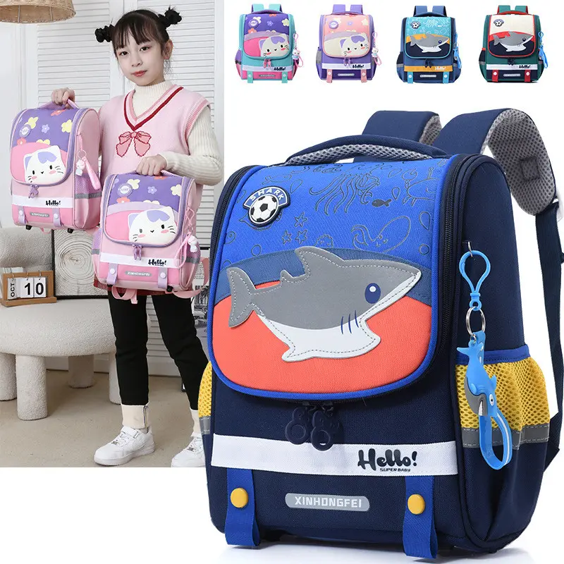 Tas Ransel Motif Fashion Anak TK Kitty & Shark Ukuran 32cm Free Gantungan  | 0609 Kivaro 6