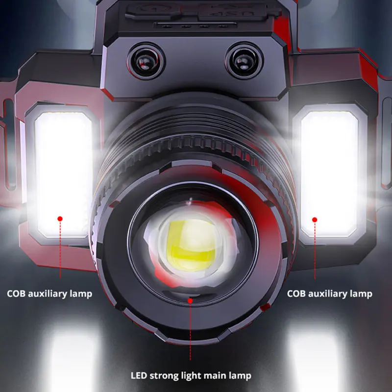 Senter Kepala LED Headlamp Zoom P50 5000 Lumens Sensor Gerak Anti Air 5