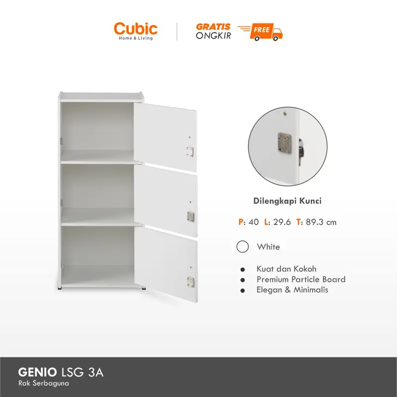Cubic Rak Pintu 3 Susun Minimalis / Lemari Serbaguna / GENIO LSG 3A 2