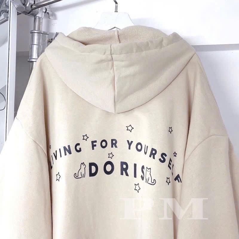 Product Introduction of Áo Khoác Nỉ Unisex Nam Nữ Form Rộng in DORRIS- Màu Đen áo  khoác  áo  hoodie  ko  mũ áo  hoodie  zip áo  khoác  nữ  hoodie  zip  dày  dặn áo  khoác  nữ  hoodie  zip  nỉ  chân  cua áo  khoác  2  sọc  ở  hai  bên  cánh  tay 32
