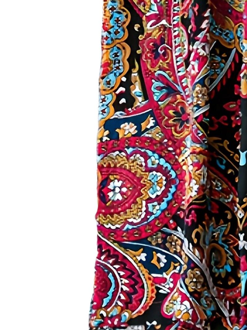 Product Introduction of 【Plus Size】Paisley Print Pants, Boho Casual Comfy Trousers for Daily Wear, Women's Bottoms for All Seasons 4