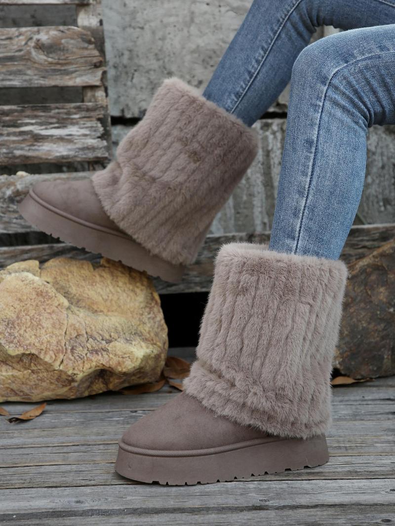 Product Introduction of Women's Solid Color Plush Lining Snow Boots, Casual Warm Thick Sole Boots for Fall & Winter, Female All-match Trendy Shoes for Daily Wear Valentine's Day Gift for Girl 11