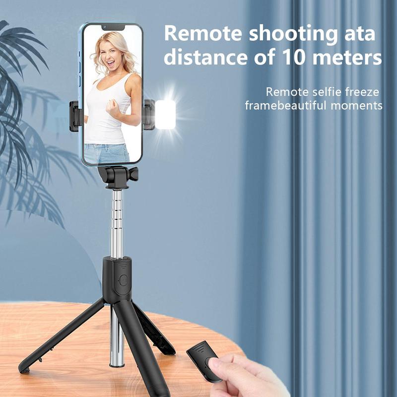 Product Introduction of Portable Selfie Stick Tripod, 1 Count Handheld Selfie Stick with Fill Light, 360 Degree Rotatable Phone Tripod, Universal Phone Accessories for Live Streaming, Phone Camera Stabilizer, Vlogging 4